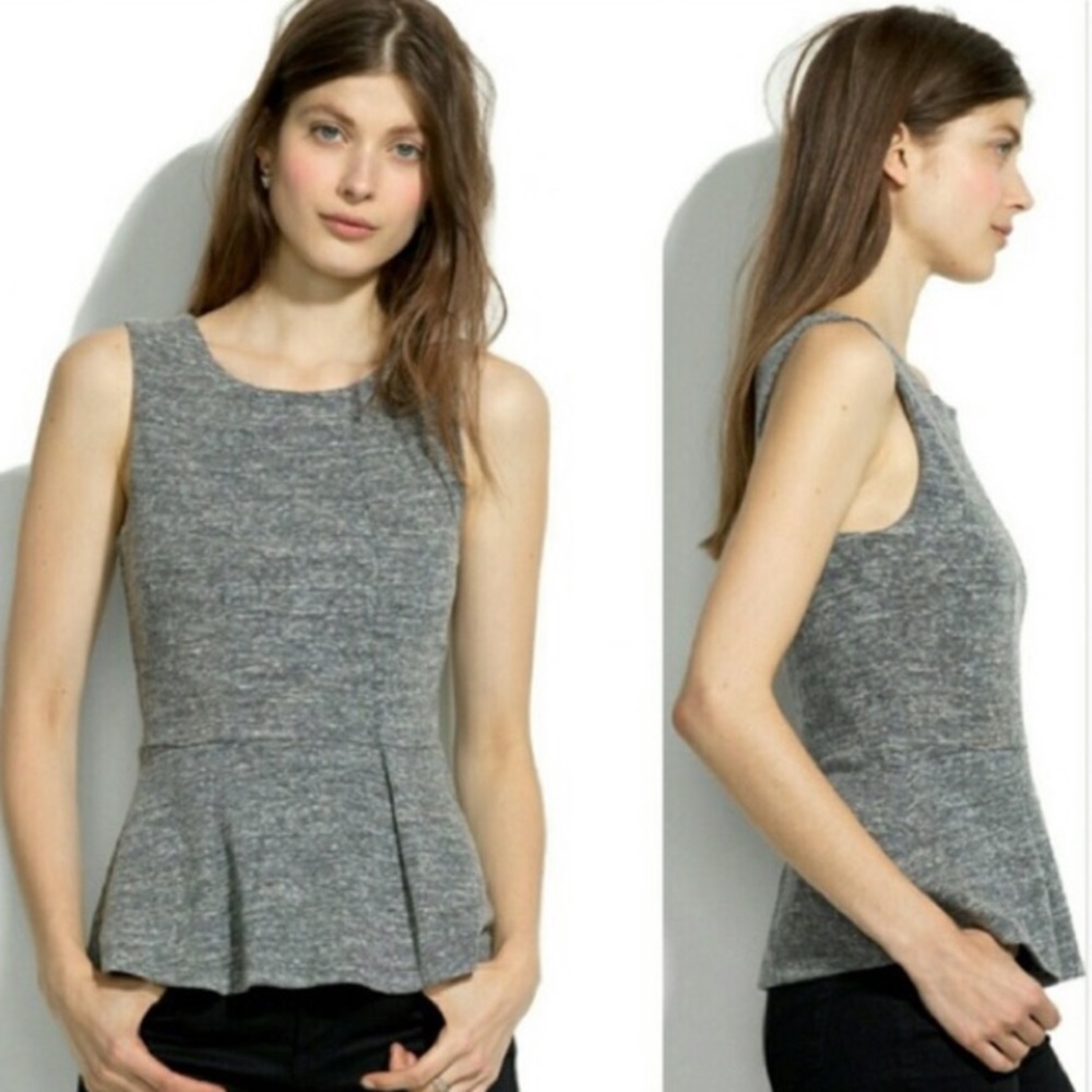 VGUC Madewell gray heather peplum top, sz XS